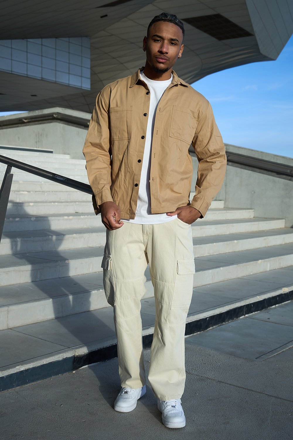 Camel heavyweight shirt with pocket