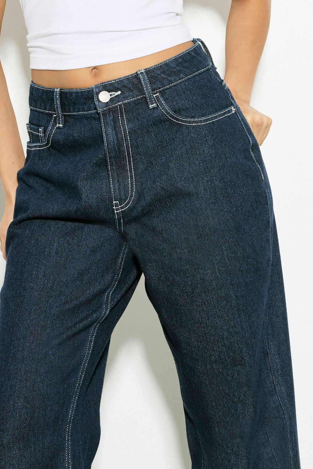 Jean droit taille haute indigo
