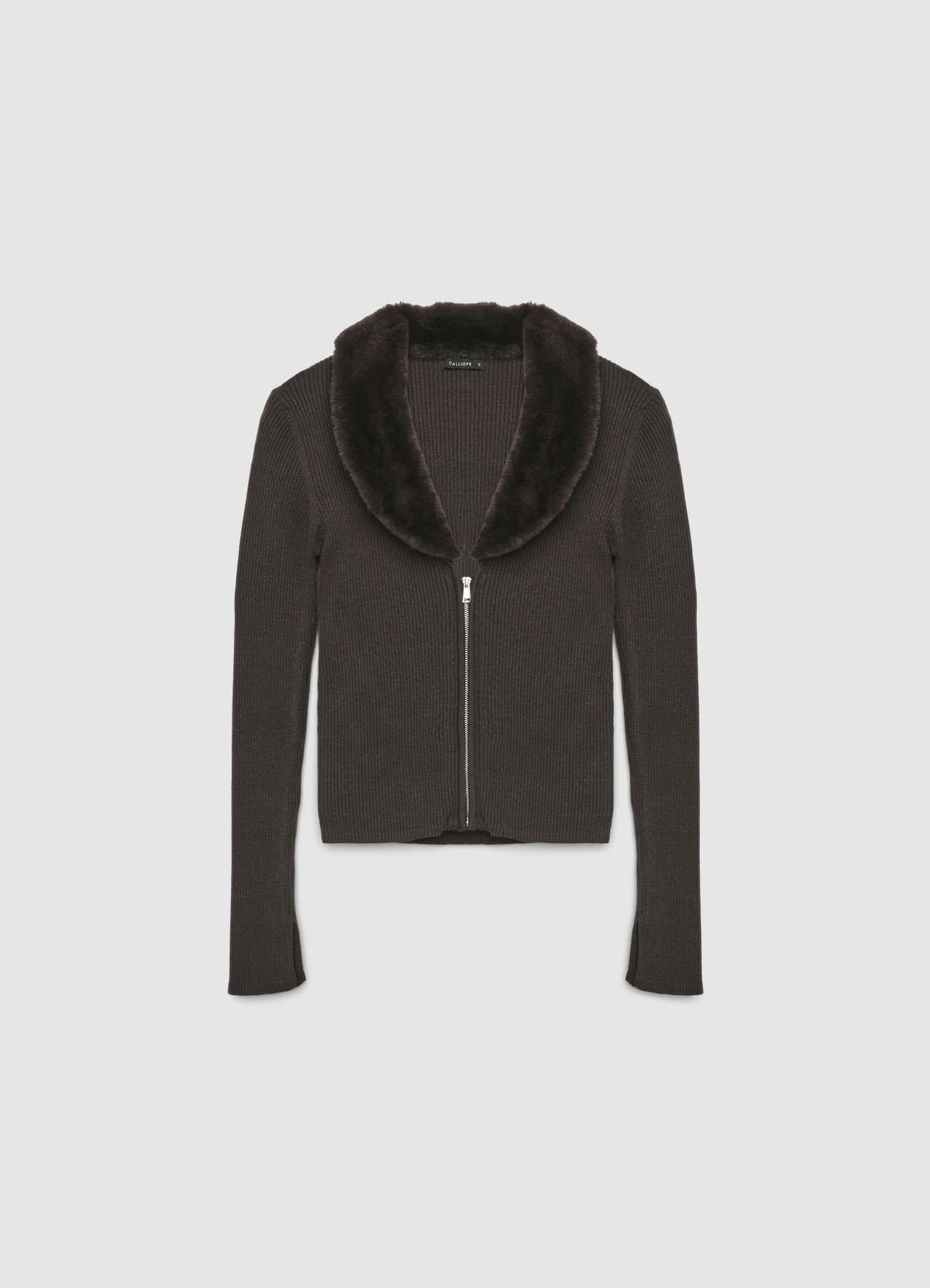Zip cardigan with plush collar