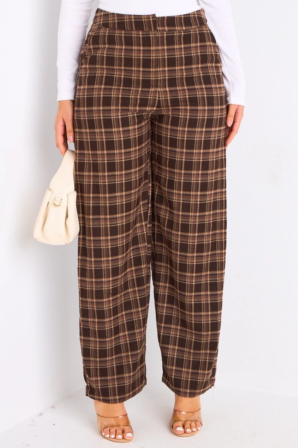 Pantalon droit b carreaux qahwi