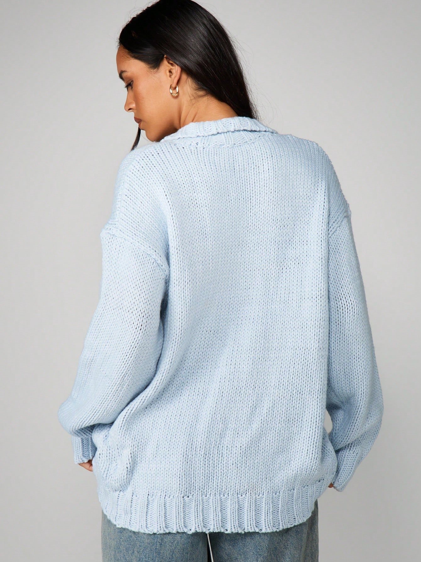 Cardigan surdimensionné en maille épaisse à boutons