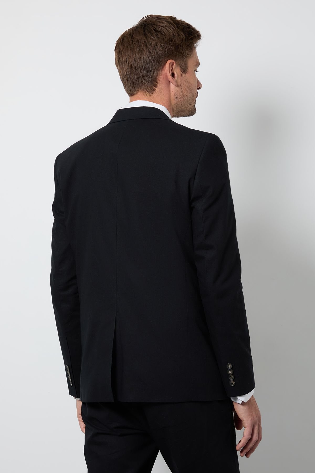 Veste de costume ajustée en lin - Noir