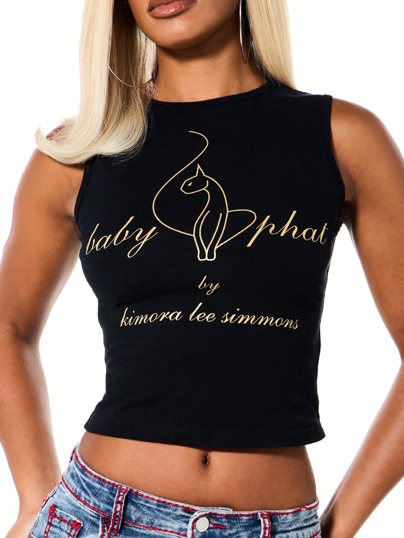 Sleeveless tank top with print