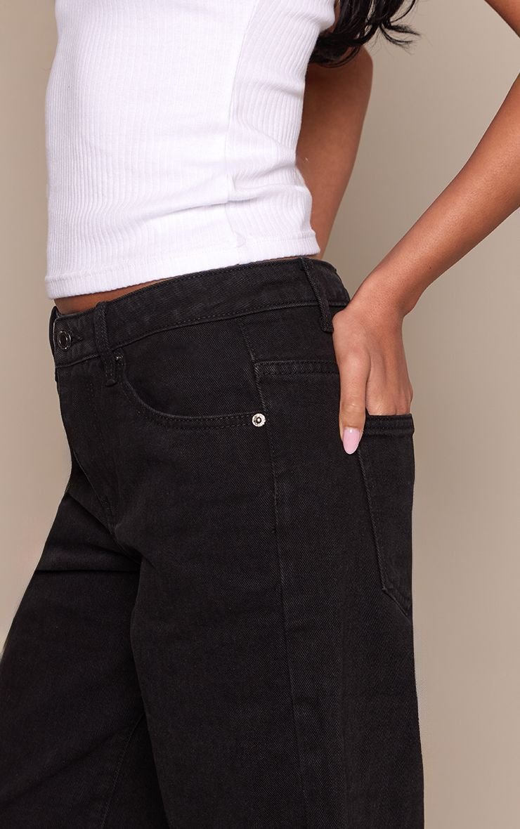 Black high-waisted wide leg jeans - Tall