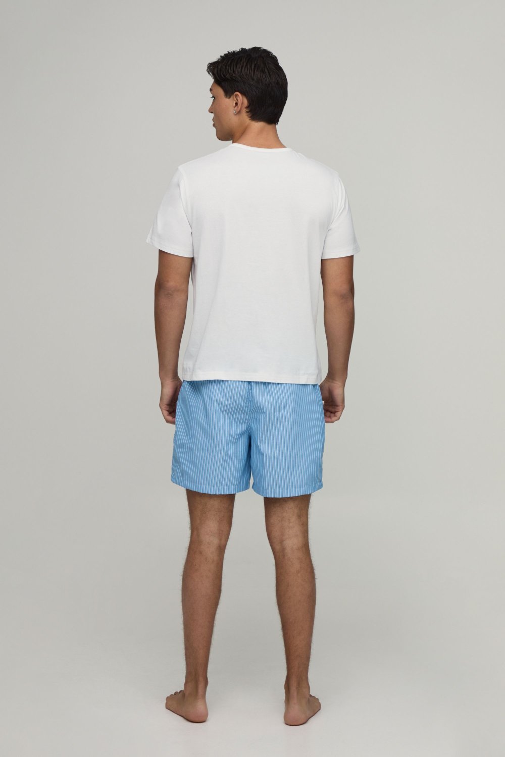 Striped henley T-shirt and shorts lounge set