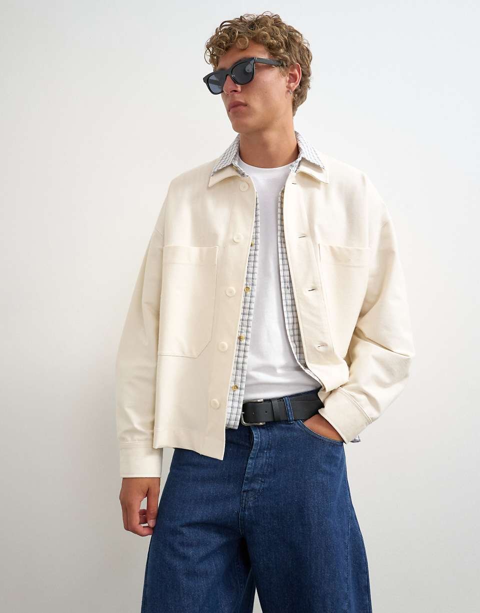 Surchemise en jersey sergé coupe oversize écru