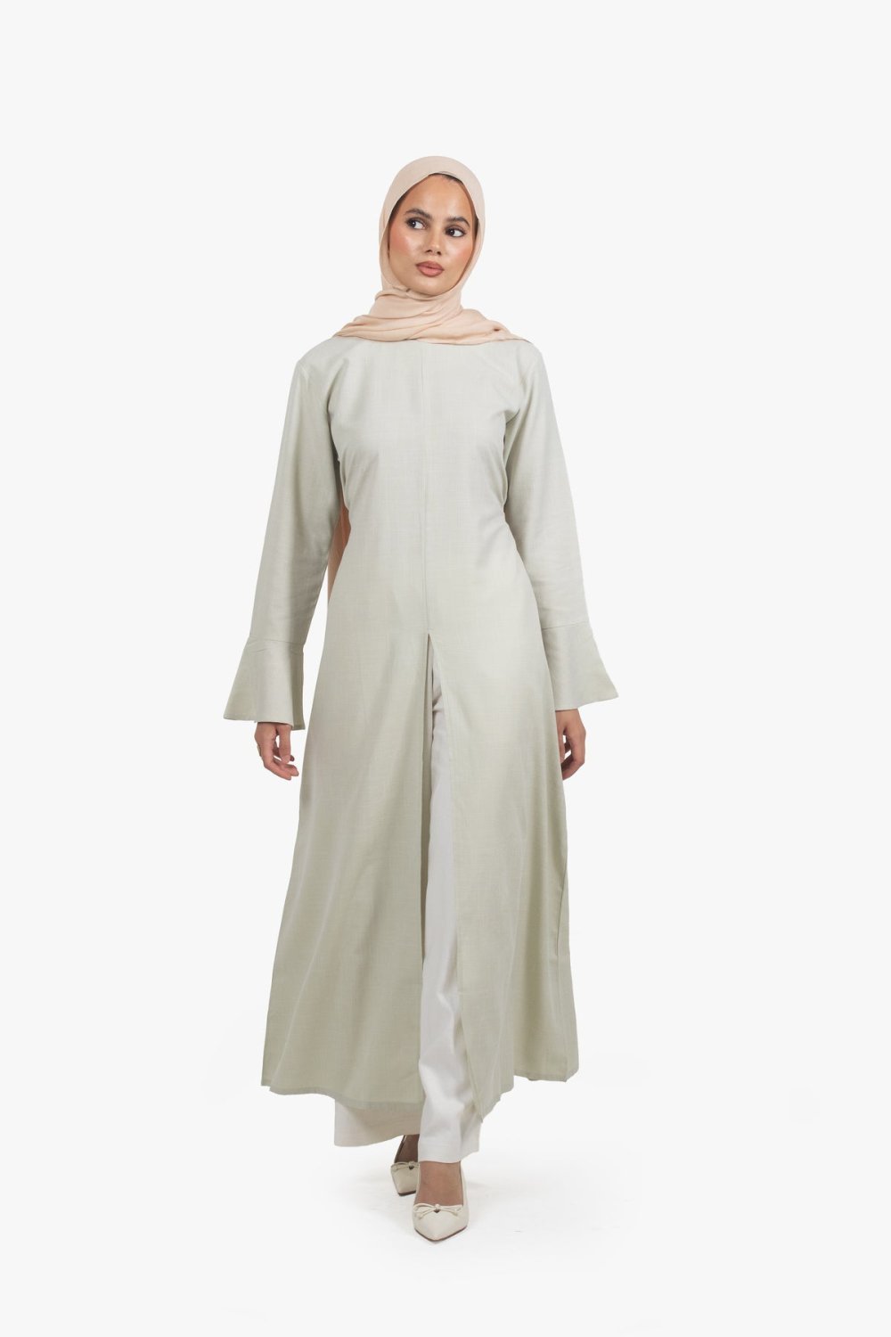 Front-slit maxi dress - Sage
