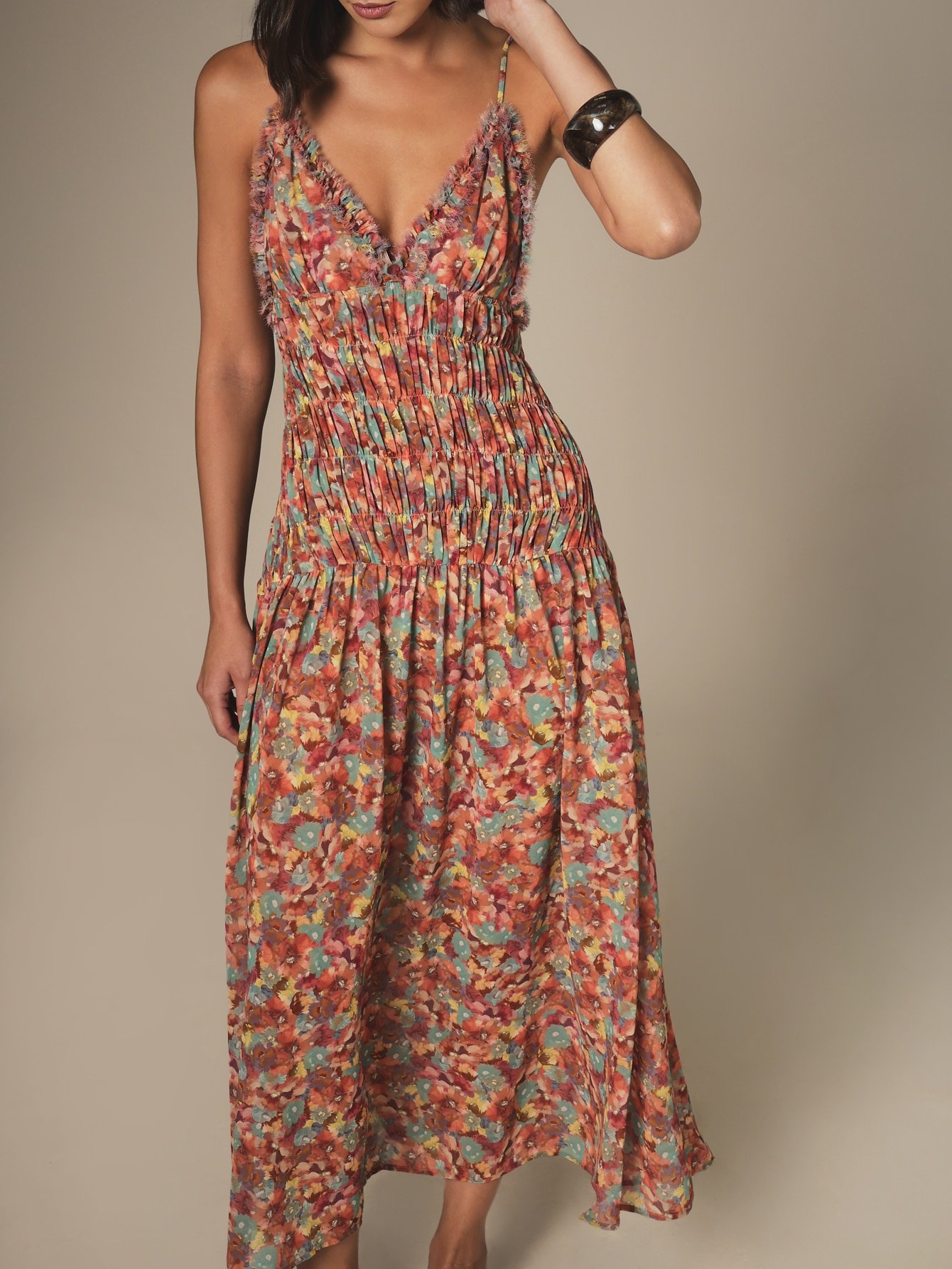 Robe twila boho b nwar w franges