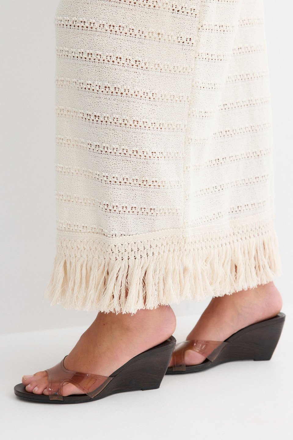 Jupe midi au crochet à franges