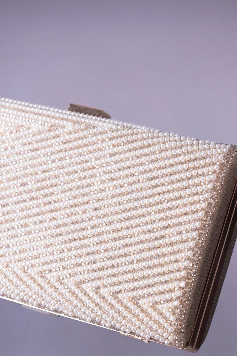 Gold chevron beaded evening bag