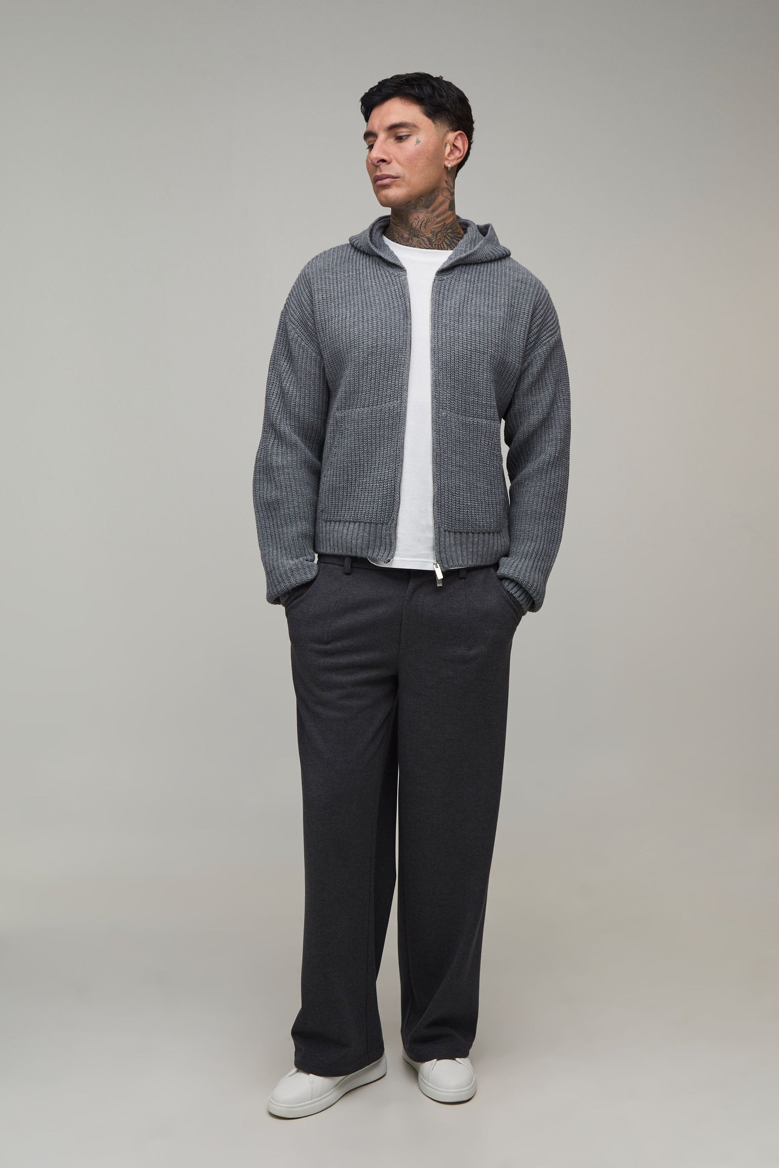 Sweat b capuche oversize triko côtelé - Tall