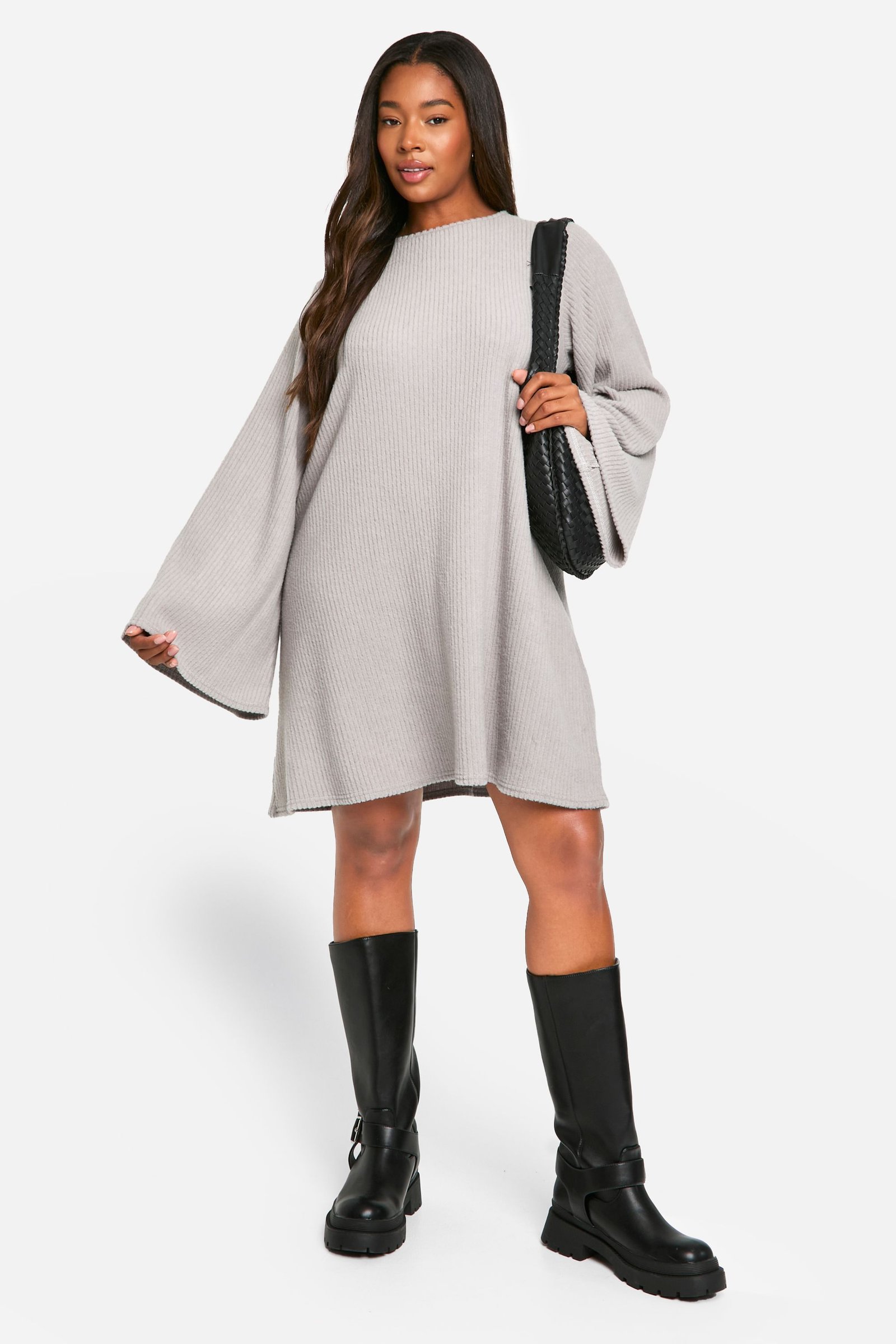 Robe Smock À Côtes Souples Et Dos Noué Grande Taille