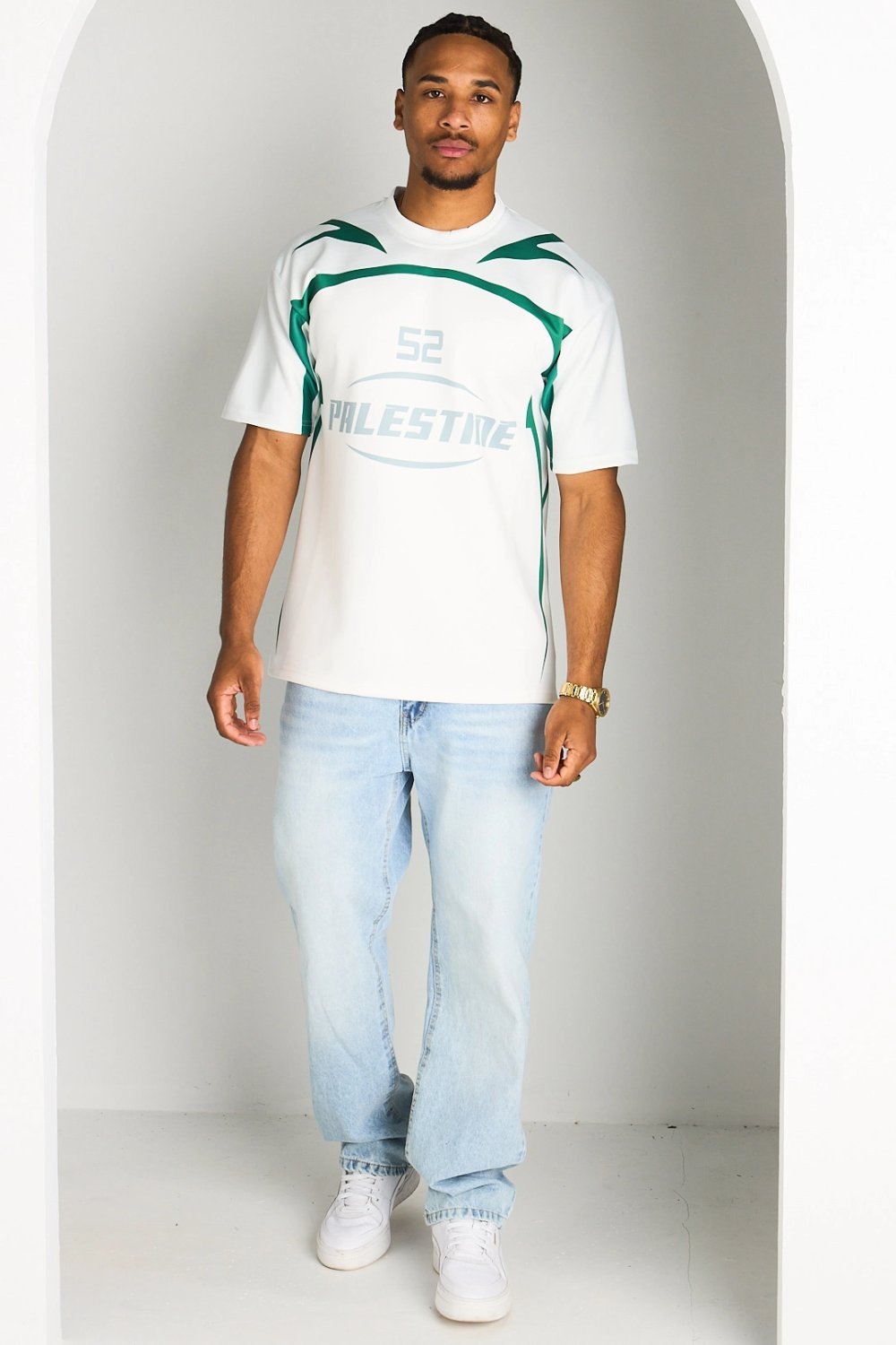 White Palestine slogan t-shirt