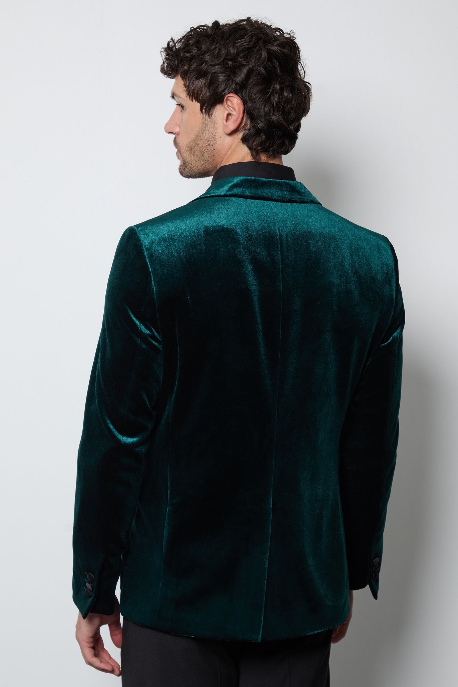 Veste de smoking ajustée en velours vert émeraude