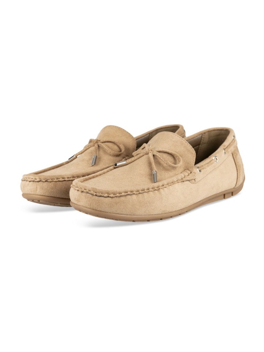 Mocassins b nœud b7al suédine camel