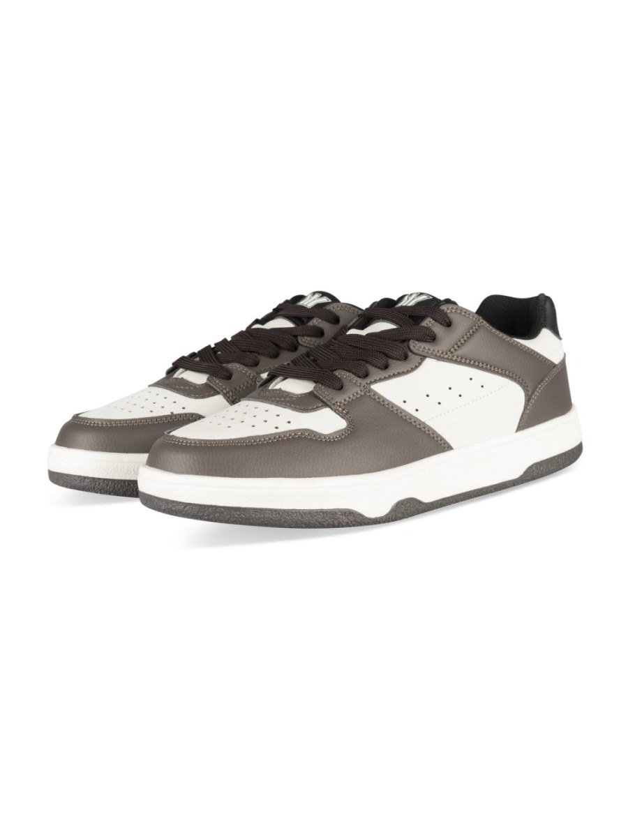 Brown and white two-tone sneakers