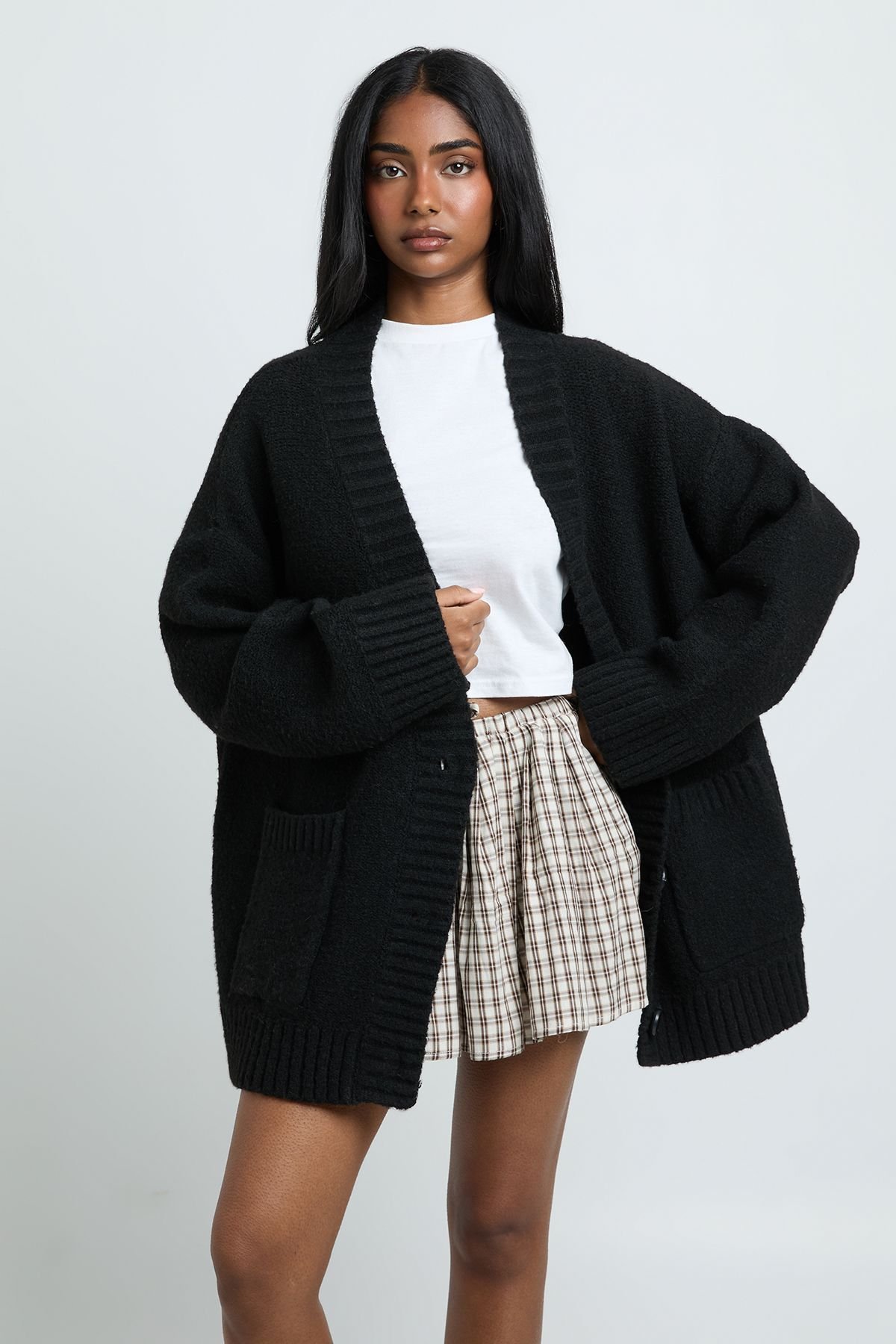 Gilet boyfriend oversize en maille épaisse