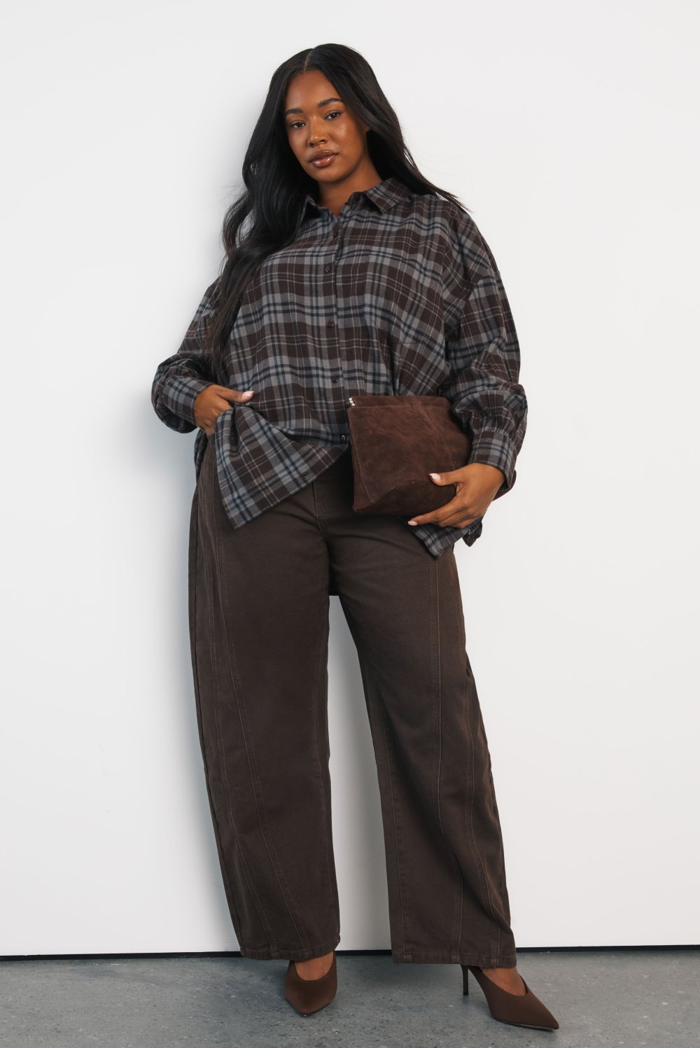 Barrel leg jeans with seam details - Plus size