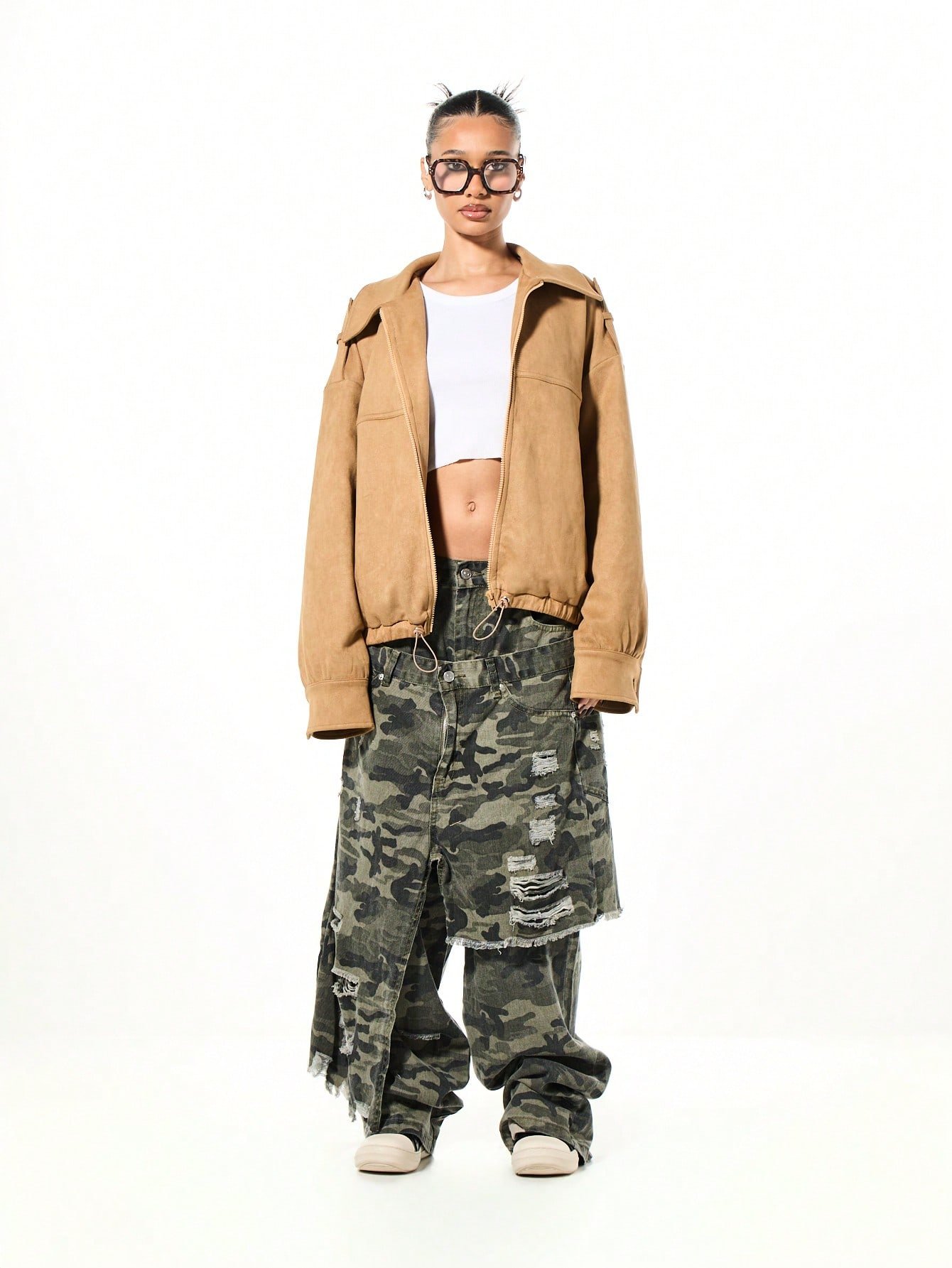 Veste bomber oversize cuir synthétique