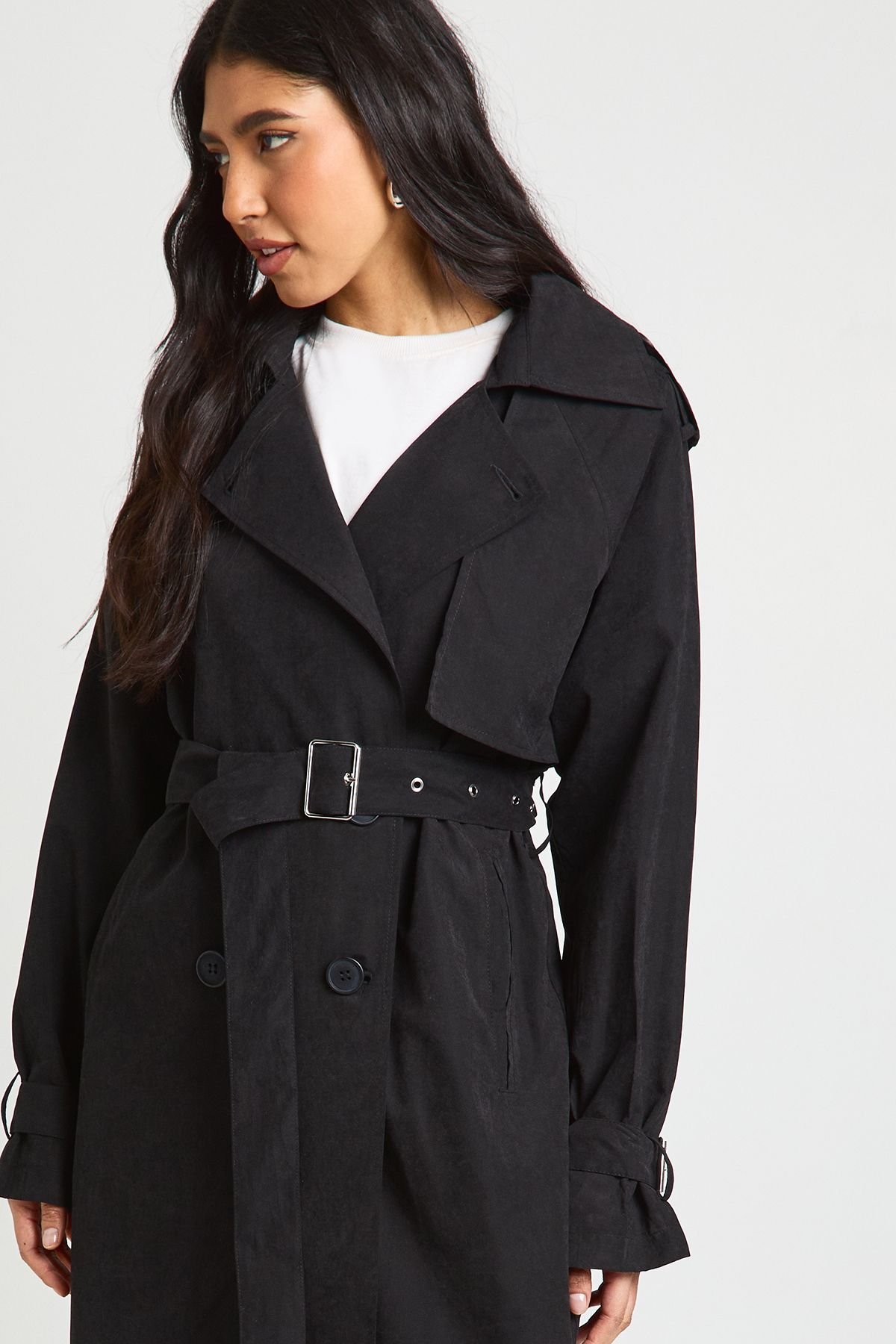 Trench twil oversize croisé b touché peau de pêche