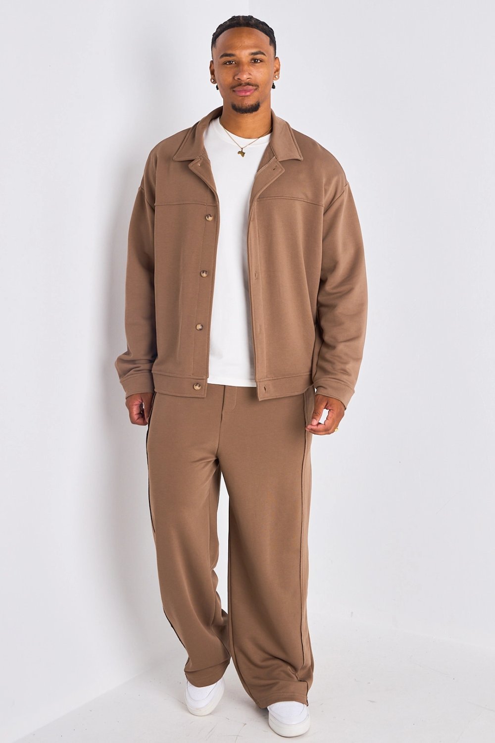 Ensemble veste b boutons w jogging taupe