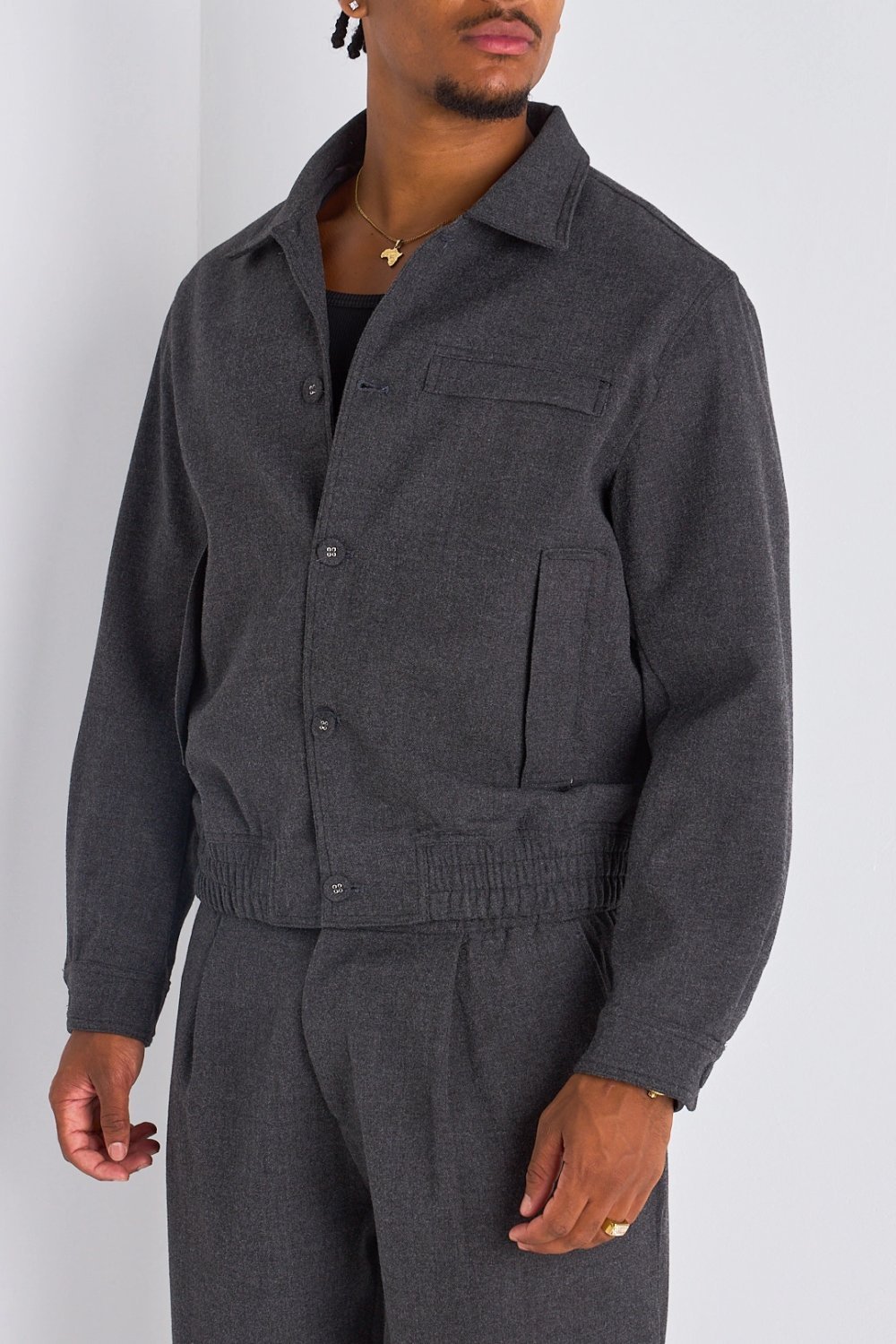 Ensemble veste b boutons w jogging gris foncé