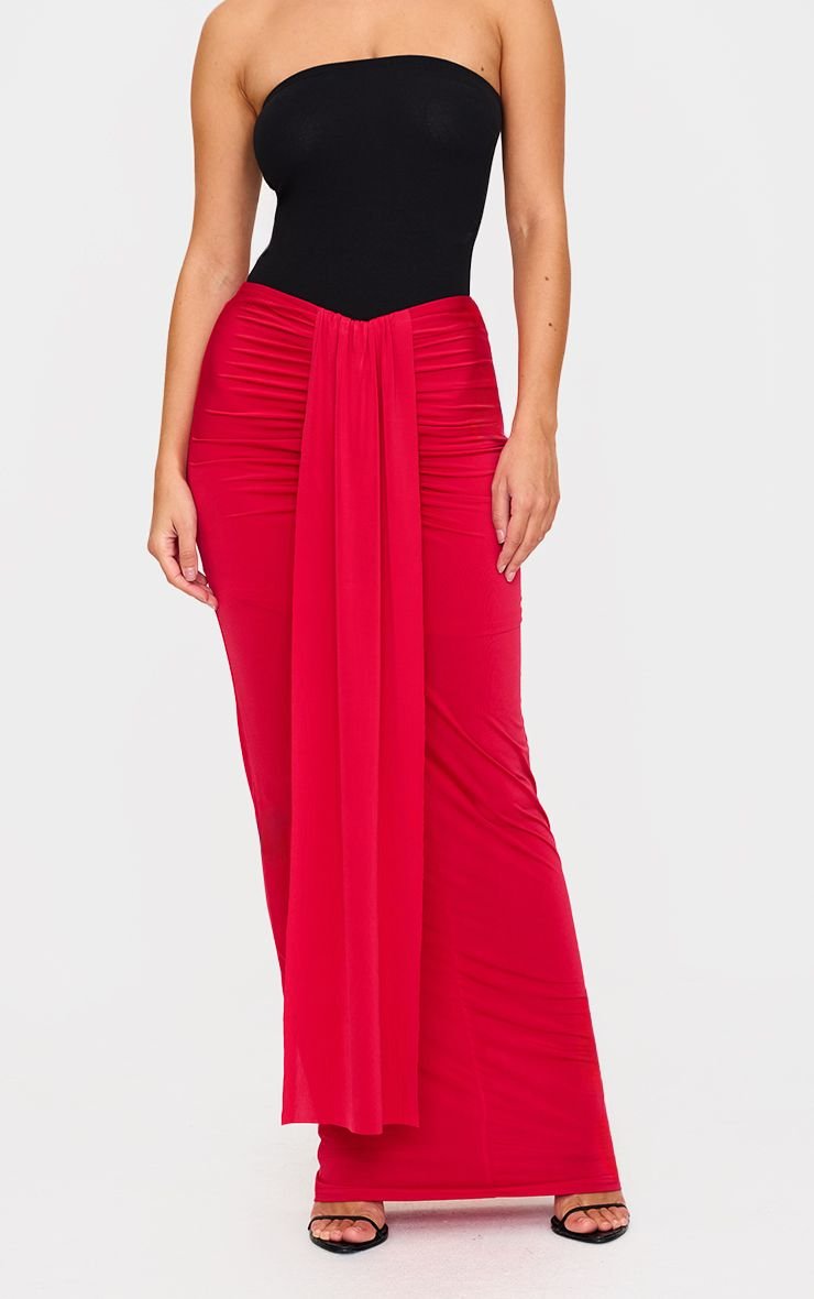 Jupe Maxi Drapée Et Froncée En Tissu Fluide