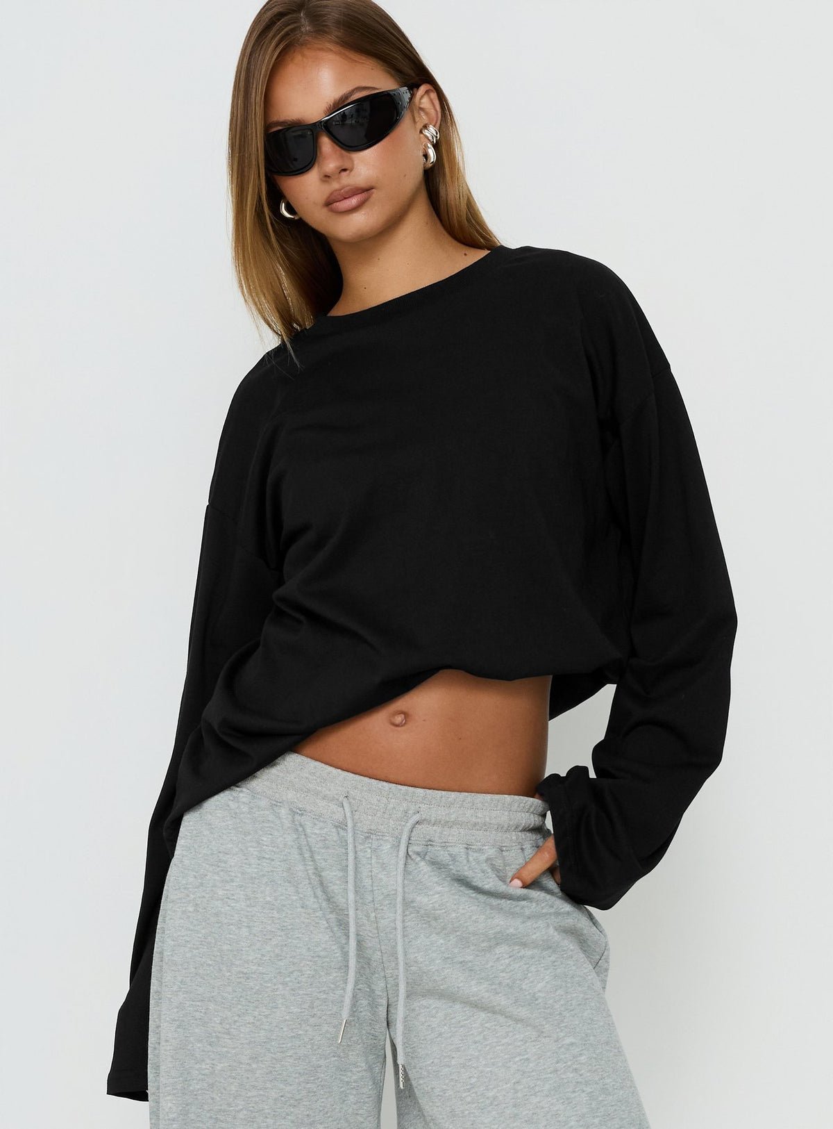 Top oversize en coton à manches longues