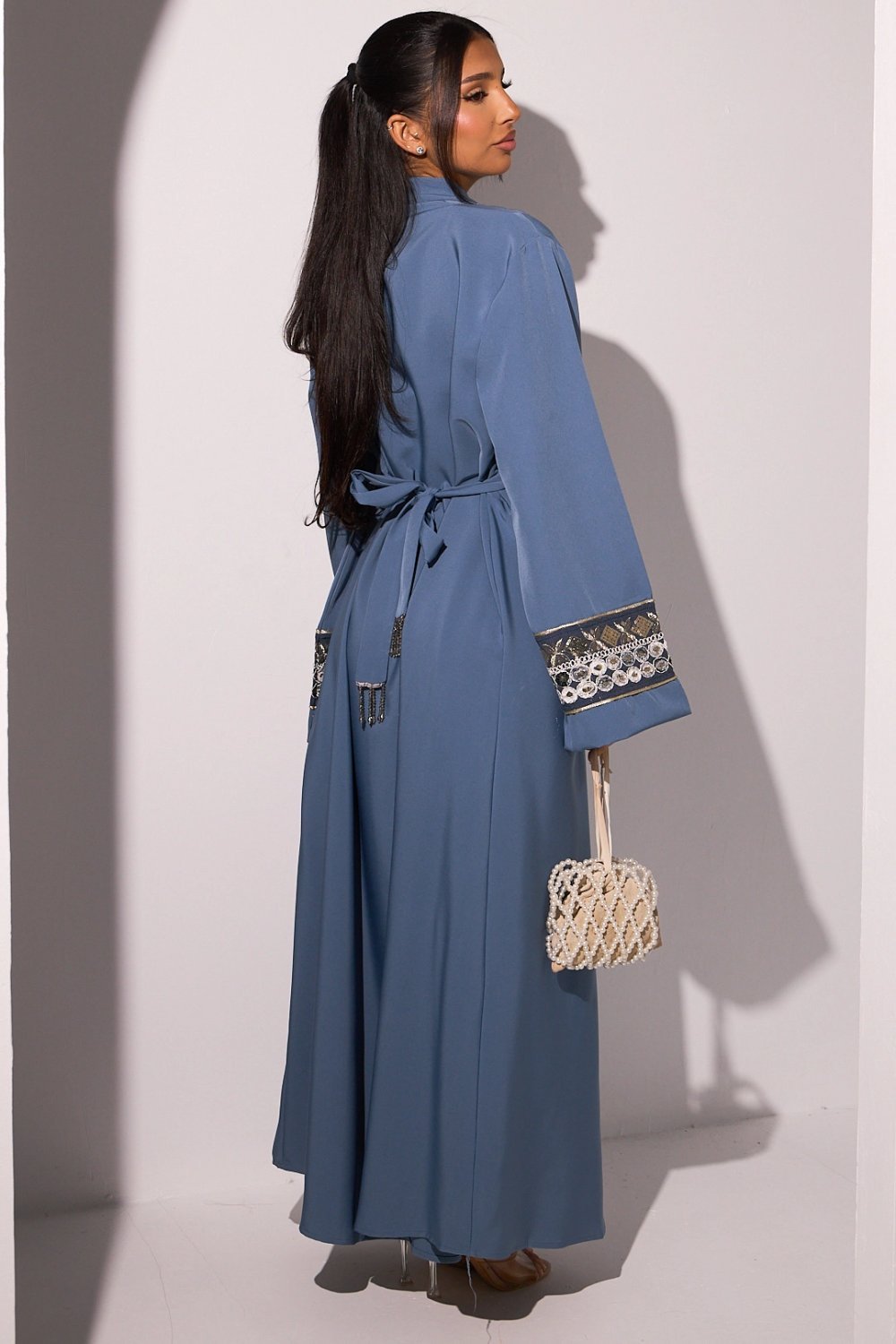 Abaya jouj alwan effet jean b strass zar9a