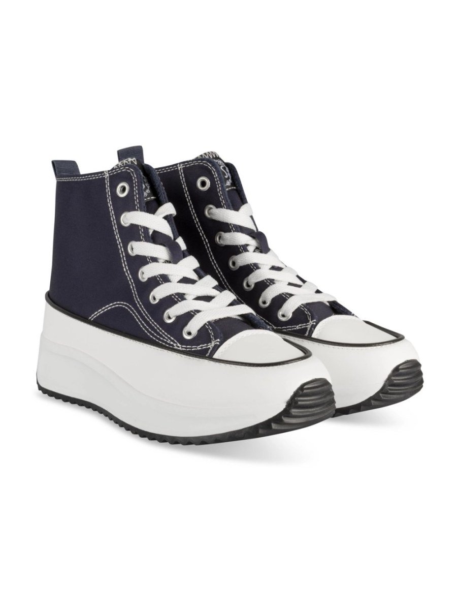 Navy high-top platform sneakers
