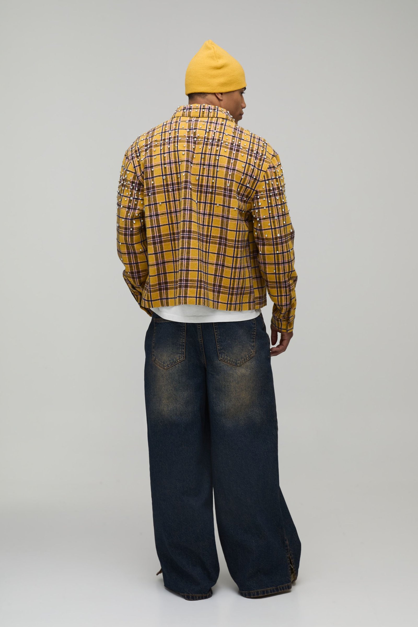Chemise b carreaux oversize boxy b strass w bijoux