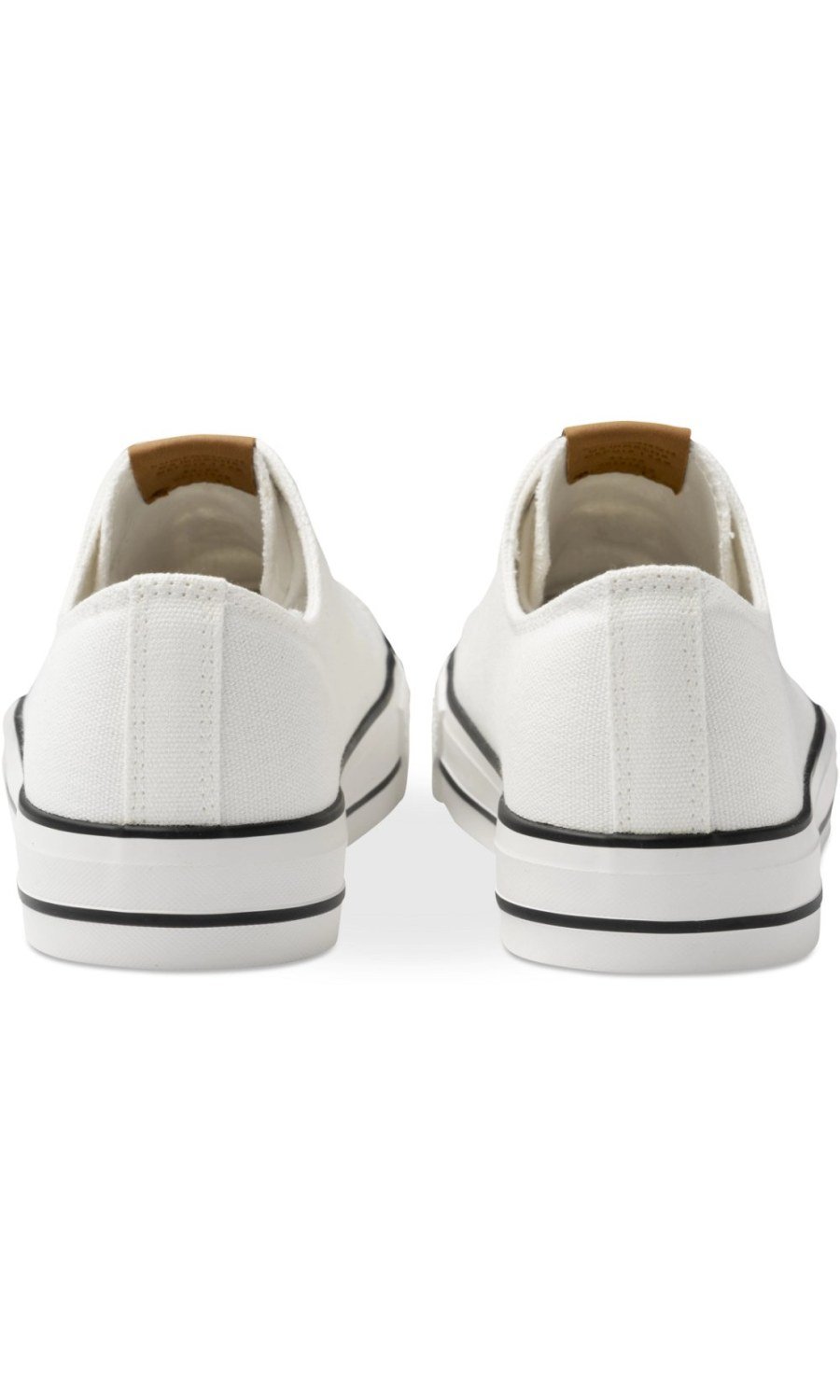 White canvas trainers, striped sole