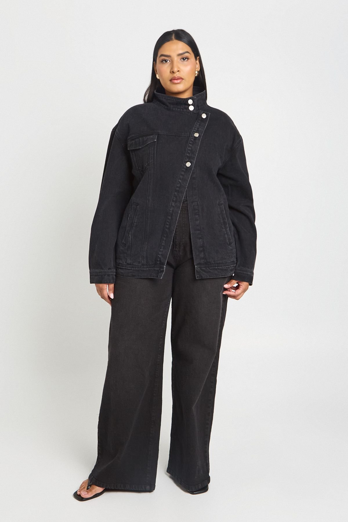 Veste en denim asymétrique - Grande taille