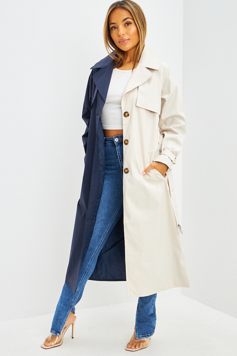 Trench twil b jouj lwan beige w bleu marine