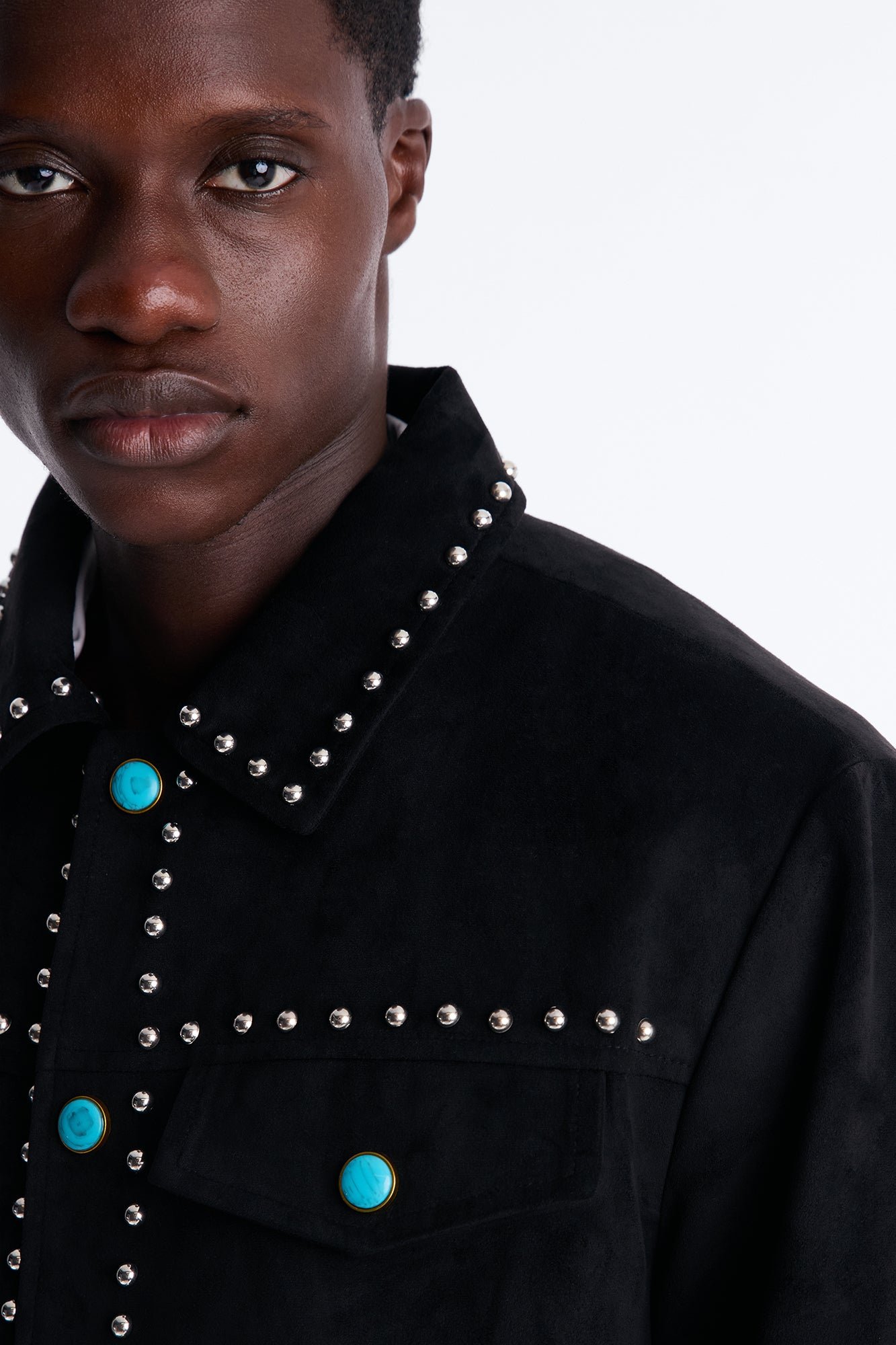 Veste trucker microsuède b clous