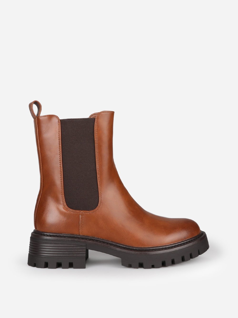 Bottines chelsea à semelle chunky camel