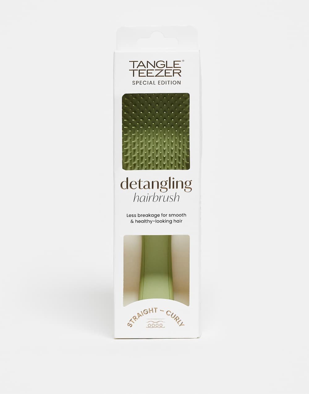 Detangling brush with double teeth - Matte olive green