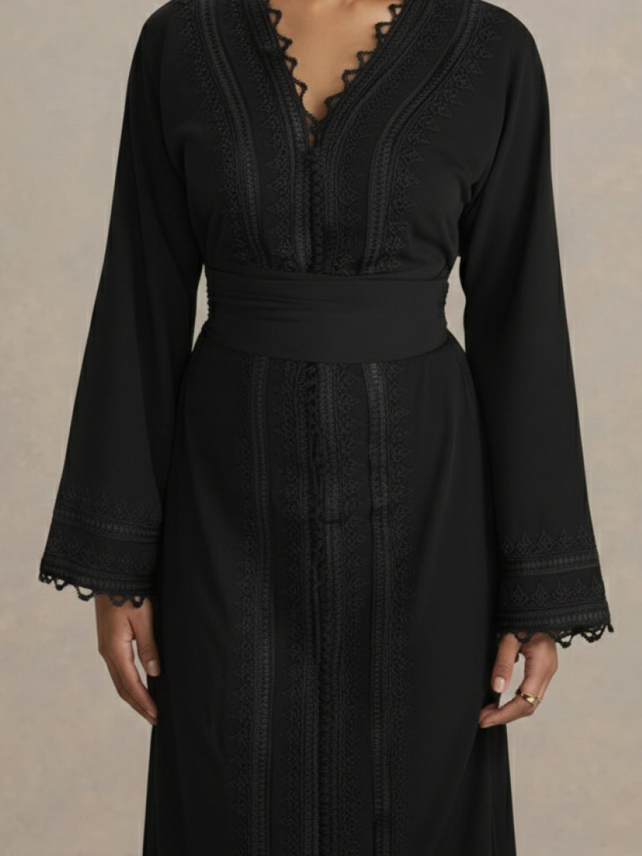 Caftan b crêpe de soie sobre k7el
