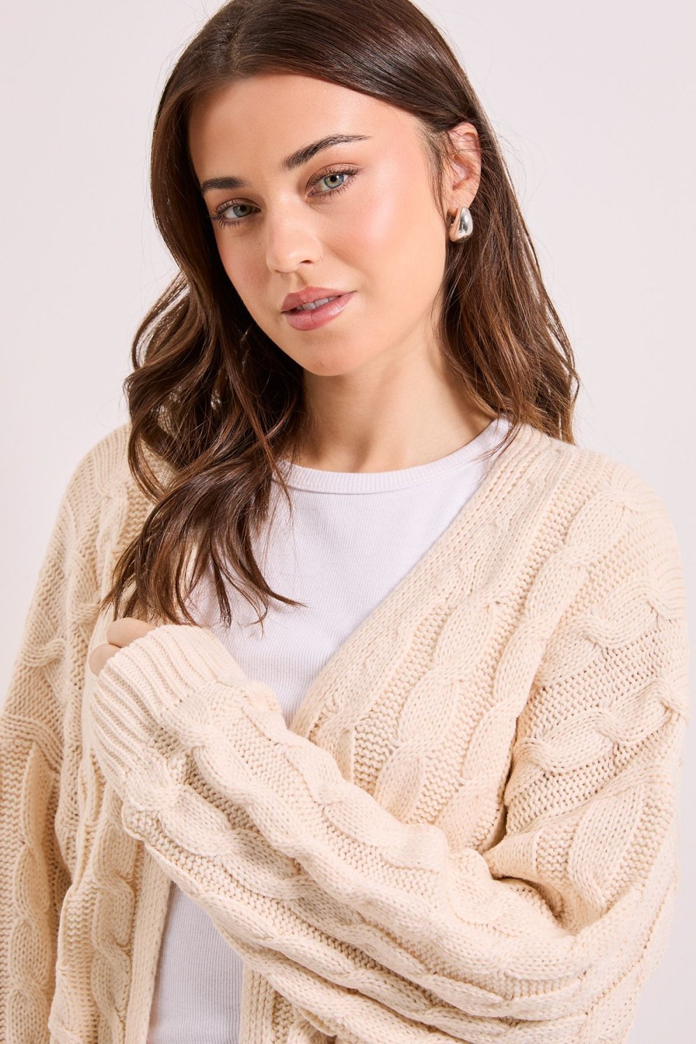 Cardigan twil m7loul torsadé, crème