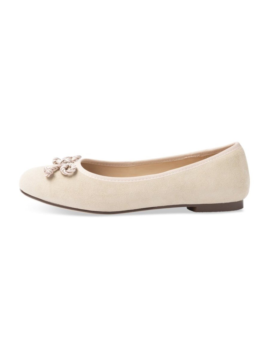 Ballerines suédine noeud cordelette rose pâle