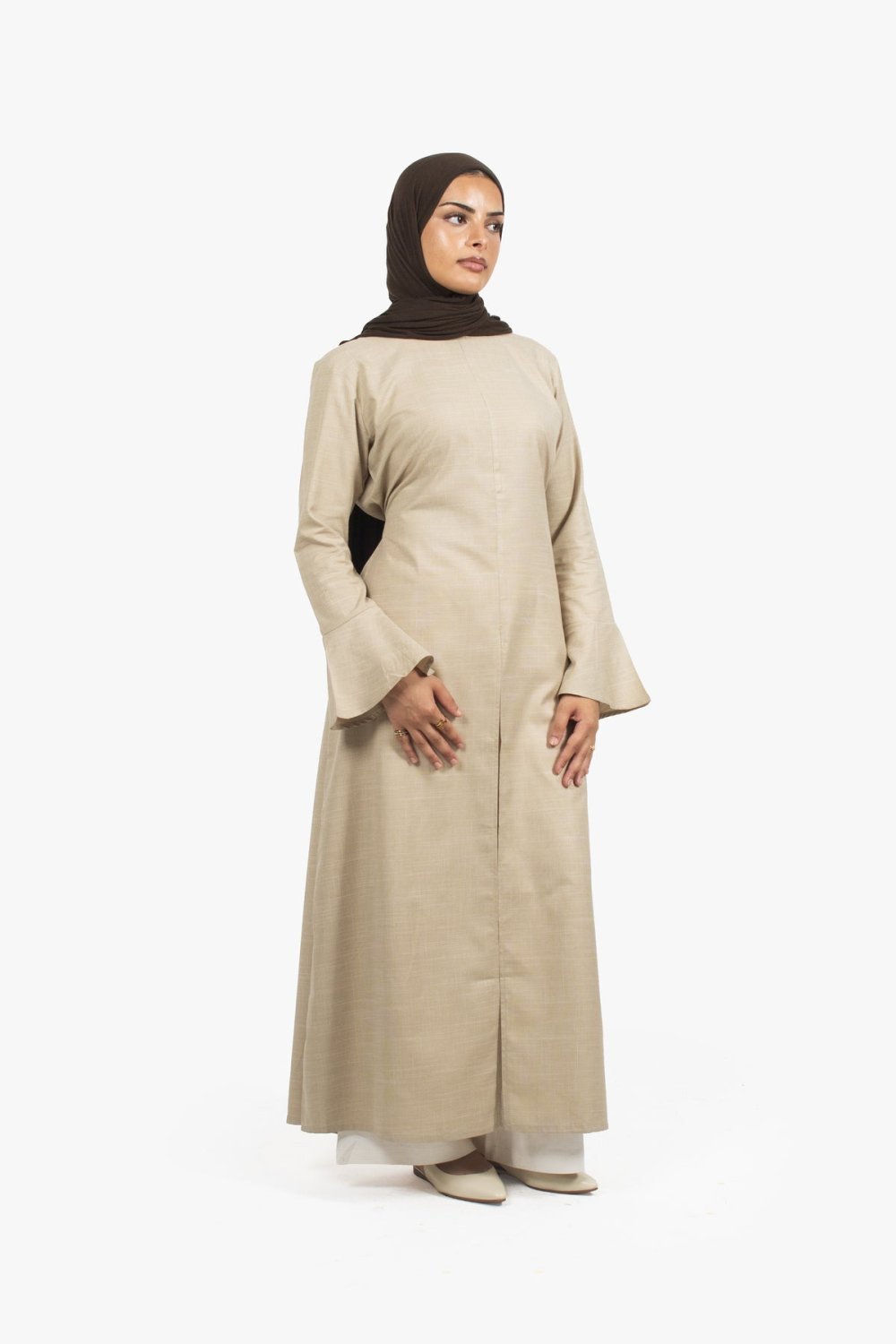 Robe twila m9tou3a l9eddam - Beige