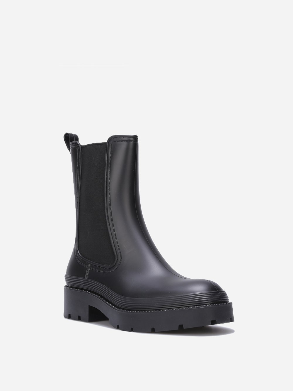 Black cleated Chelsea rain boots