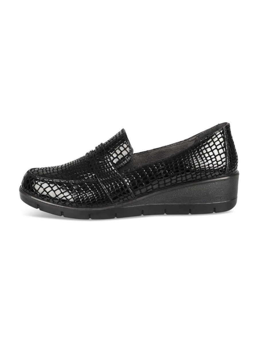 Mocassins compensés effet croco noirs