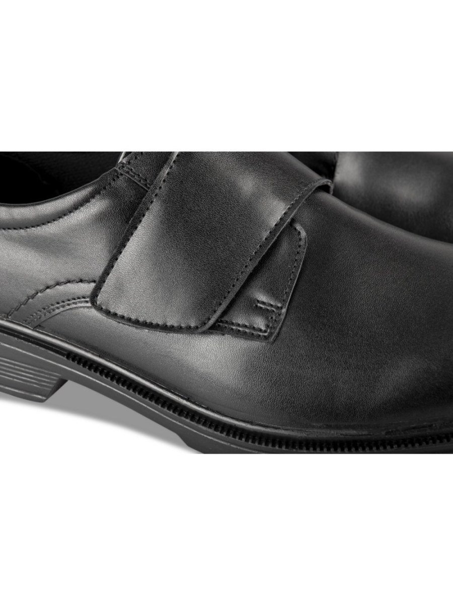 Black smooth hook-and-loop shoes