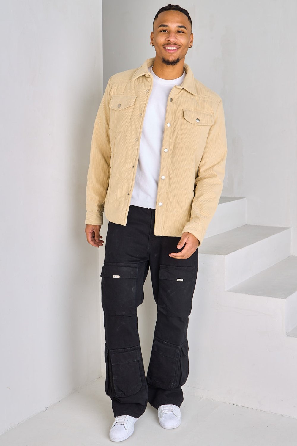 Beige quilted corduroy jacket