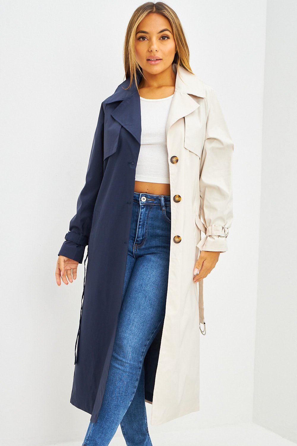Trench twil b jouj lwan beige w bleu marine