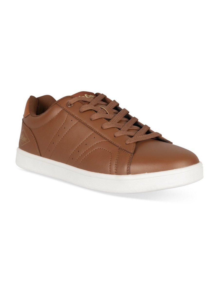 Baskets à surpiqûres latérales cognac