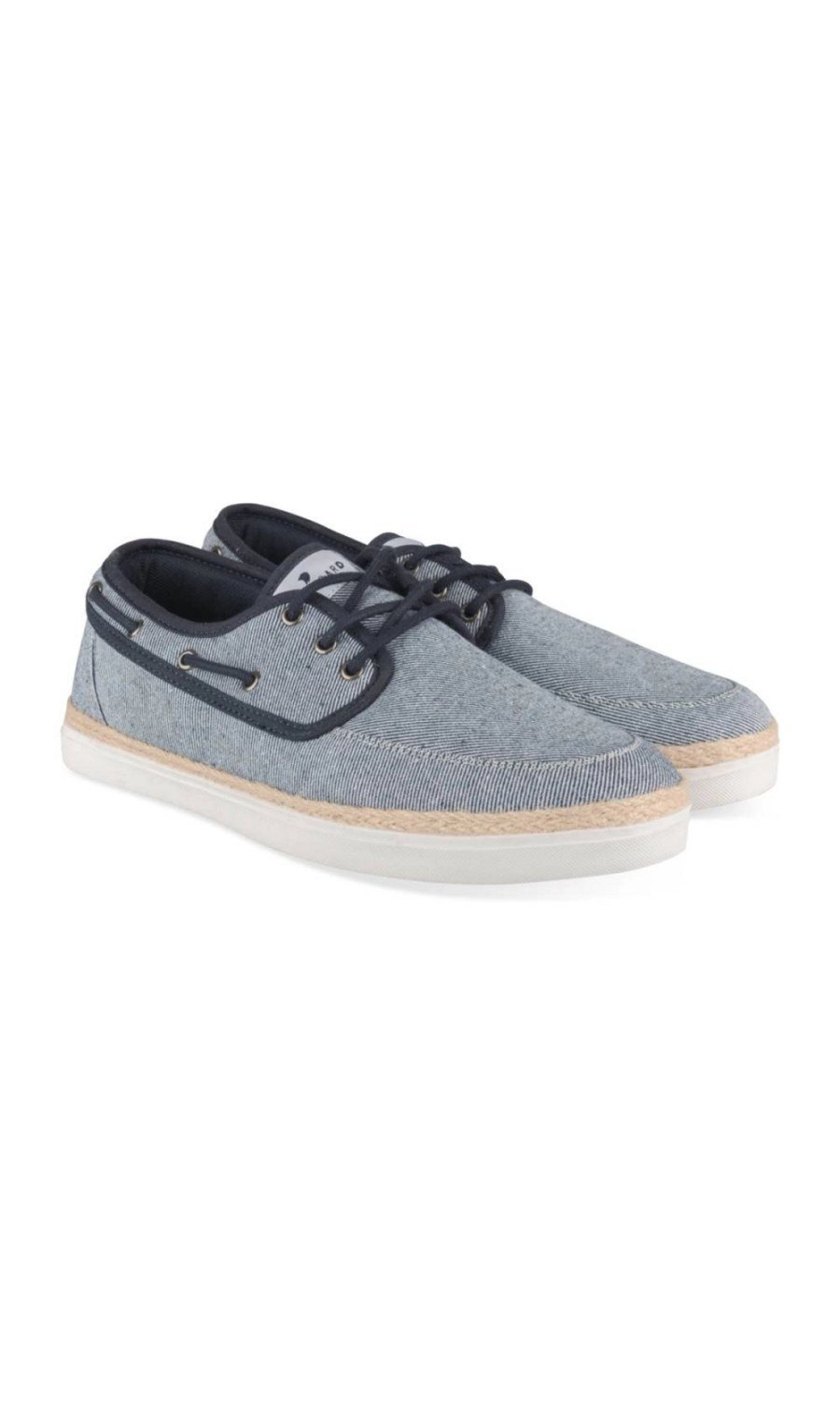 Chaussures bateau toile chinée bleu clair
