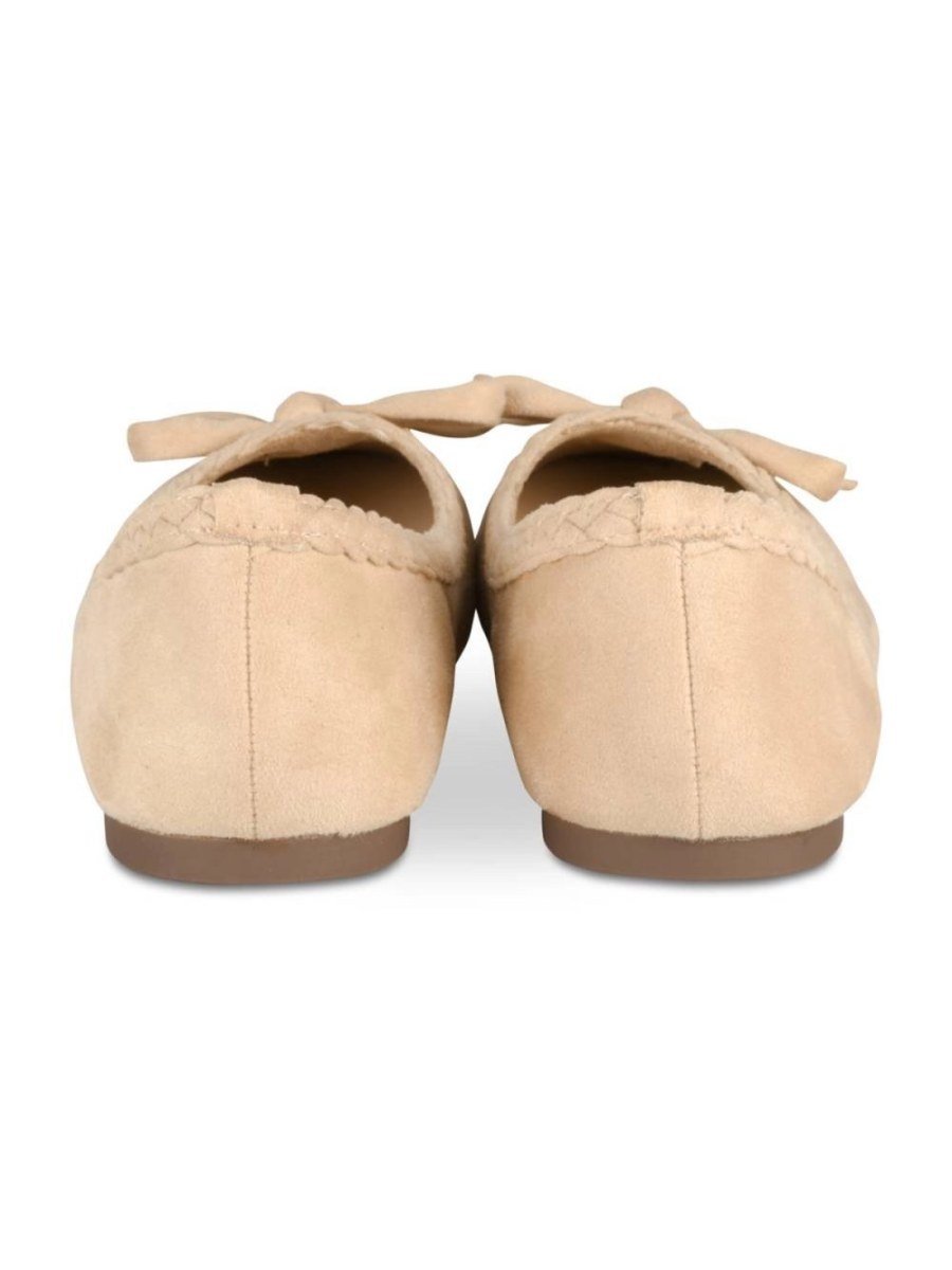 Ballerines suédine bordure tressée beige