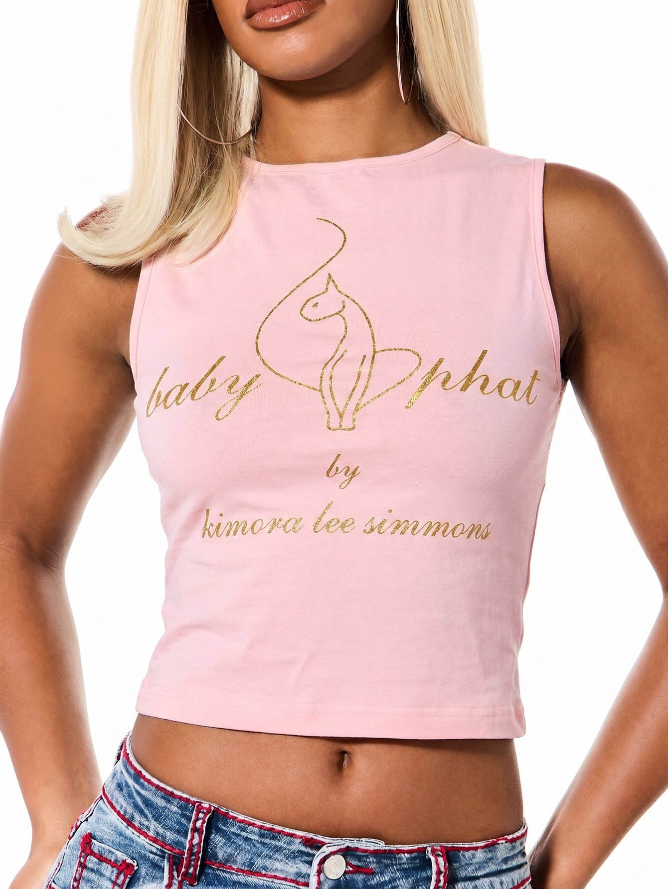 Débardeur court avec logo pailleté